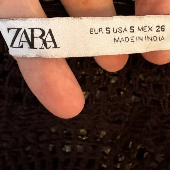 Zara Y3K Chocolate Sleeveless Babydoll Maxi Dress Crochet Front Floral Size S - Picture 6 of 7